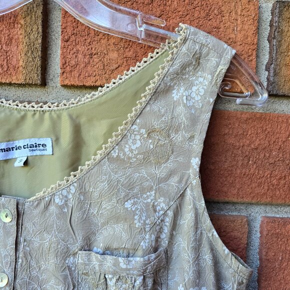Vintage sage Green Button-Front Dress Adjustable Back - Picture 5 of 9